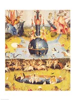 The Garden of Earthly Delights: Allegory of Luxury (yellow center panel detail) Framed Print