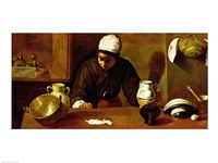 Kitchen Maid with the Supper at Emmaus, c.1618 Framed Print