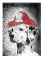 Firefighter Dalmation Framed Print