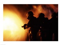 Firefighters during a rescue operation Framed Print