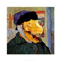 T Rex Van Gogh with Bandaged Battle Damaged Ear Framed Print