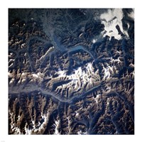 Swiss alps from space taken by Atlantis Framed Print