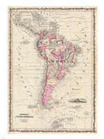 1862 Johnson Map of South America Framed Print