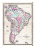 1870 Johnson Map of South America Framed Print