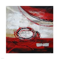 Abstract Circles II - red Framed Print