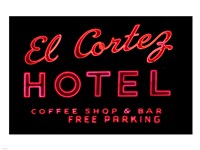 Historic El Cortez Hotel neon sign, Freemont Street, Las Vegas Framed Print