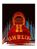 Neon gambling sign on Freemont Street in historic Las Vegas Framed Print