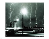 Lightning storm over Boston - 1967 Framed Print