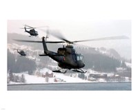 Norwegian military Bell 412SP helicopters Framed Print