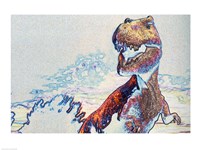 Close-up of a tyrannosaurus rex in color Framed Print