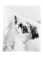 Group of men and women climbing Paradise Glacier in Mt. Rainier National Park, Washington Framed Print