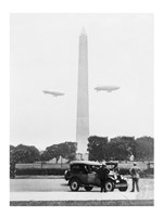 U.S. Army Blimps, Passing over the Washington Monument Framed Print