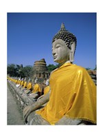 Buddha statue at a temple, Wat Yai Chai Mongkol, Ayutthaya, Thailand Framed Print