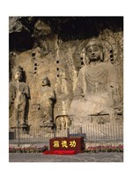 Buddha Statue in a Cave, Longmen Caves, Luoyang, China Vertical Framed Print
