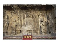 Buddha Statue in a Cave, Longmen Caves, Luoyang, China Framed Print