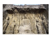 Buddha Statue Carved on a wall, Longmen Caves,  ground view in China Framed Print