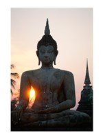 Seated Buddha at Sunset, Wat Mahathat, Sukhothai, Thailand Framed Print