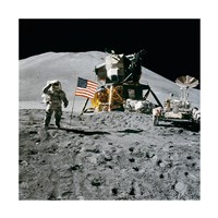 Apollo 15 Lunar Module Pilot James Irwin Salutes the U.S. Flag Framed Print