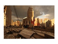 Debris On Surrounding Roofs at the site of the World Trade Center Framed Print