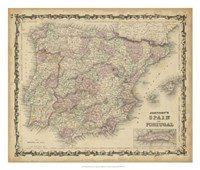 Johnson's Map of Spain & Portugal Fine Art Print