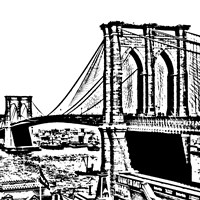 Black Brooklyn Bridge Framed Print