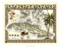 Tropical Map of Cuba Fine Art Print