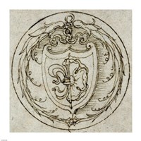 Design for an Ornament or Signet Ring with the Arms of Lazarus Spengler Framed Print