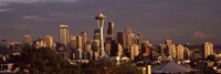 Seattle skyline at dusk, King County, Washington State, USA 2010 Framed Print