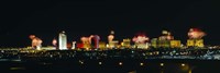 Distant View of Buildings Lit Up At Night, Las Vegas, Nevada, USA Fine Art Print