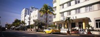 Car parked in front of a hotel, Miami, Florida, USA Fine Art Print