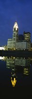 Buildings in a city lit up at night, Scioto River, Columbus, Ohio, USA Fine Art Print
