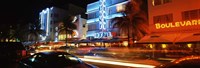 Buildings at the roadside, Ocean Drive, South Beach, Miami Beach, Florida Fine Art Print