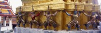 Statues at base of golden chedi, The Grand Palace, Bangkok, Thailand Fine Art Print