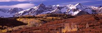 Mountains covered with snow and fall colors, near Telluride, Colorado Fine Art Print