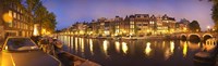 Night view along canal, Amsterdam, Netherlands Fine Art Print