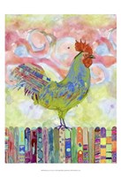 Rooster on a Fence I Framed Print