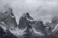 Clouds over snowcapped mountains, Torres del Paine National Park, Magallanes Region, Patagonia, Chile Fine Art Print