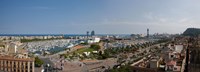 High angle view of a harbor, Port Vell, Barcelona, Catalonia, Spain Fine Art Print