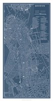 Graphic Map of Boston Framed Print