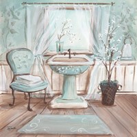 Aqua Blossom Bath I Fine Art Print