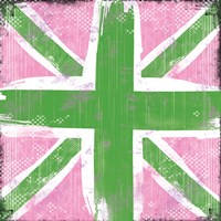 Union Jack Pink and Green Framed Print