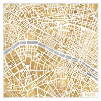 Gilded Paris Map Framed Print