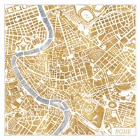 Gilded Rome Map Framed Print