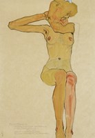 Seated Female Nude With Raised Right Arm, 1910 Fine Art Print