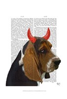 Basset Hound and Devil Horns Fine Art Print