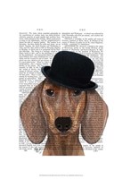 Dachshund with Black Bowler Hat Framed Print
