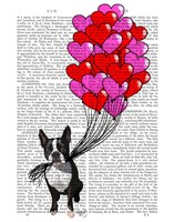Boston Terrier And Balloons Framed Print