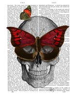 Pink Butterfly Mask Skull Framed Print