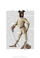 Greyhound Fencer in Cream Full Framed Print