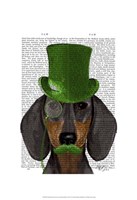 Dachshund with Green Top Hat Black Tan Framed Print
